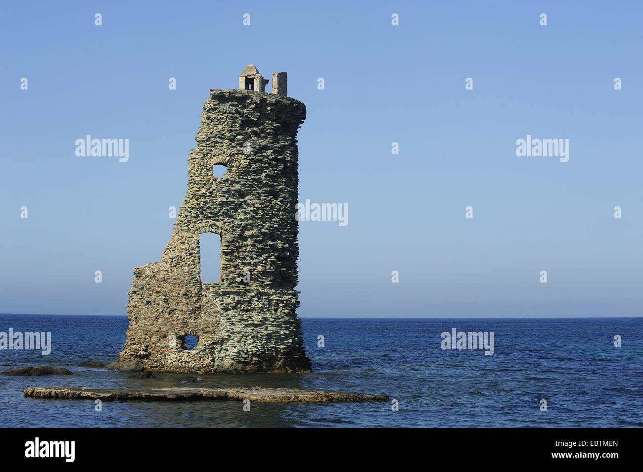 Torre genovese Santa Maria a Cap Corse, Francia, Corsica Foto Stock