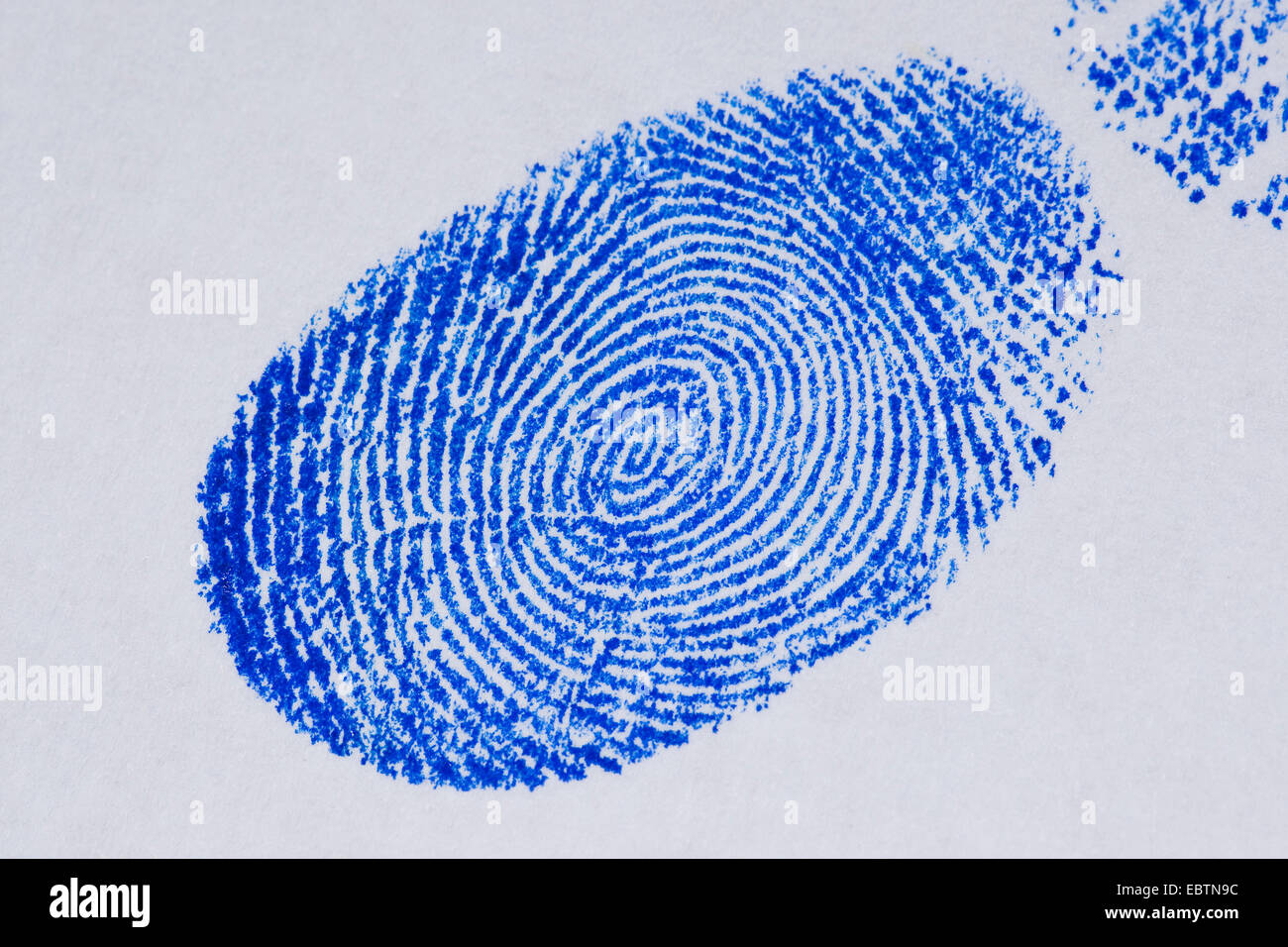 Impronta digitale fissa con un inchiostro di un tampone di stam Foto Stock
