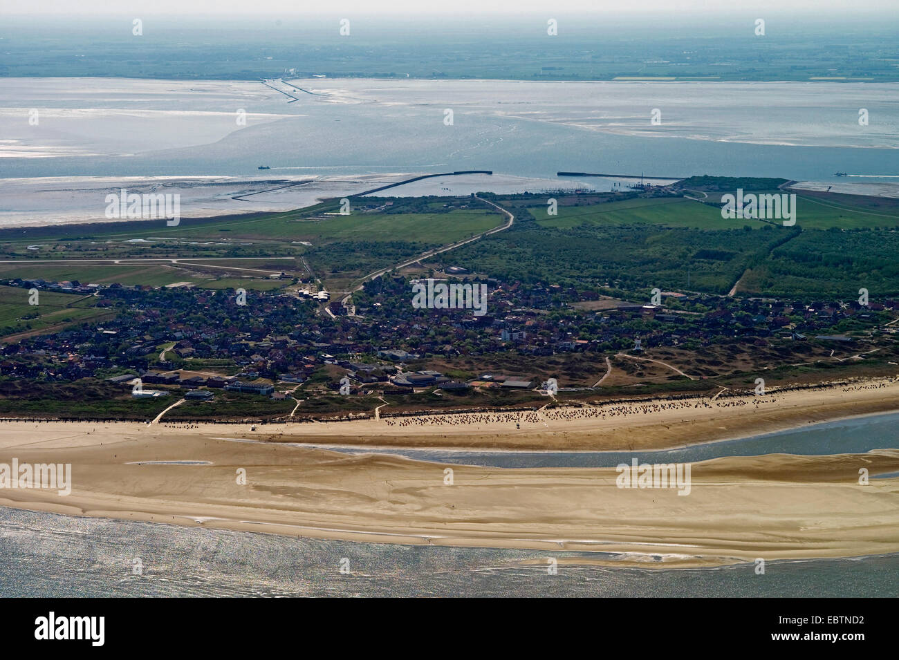 Vista aerea di Langeoog, Germania, Bassa Sassonia, Langeoog Foto Stock