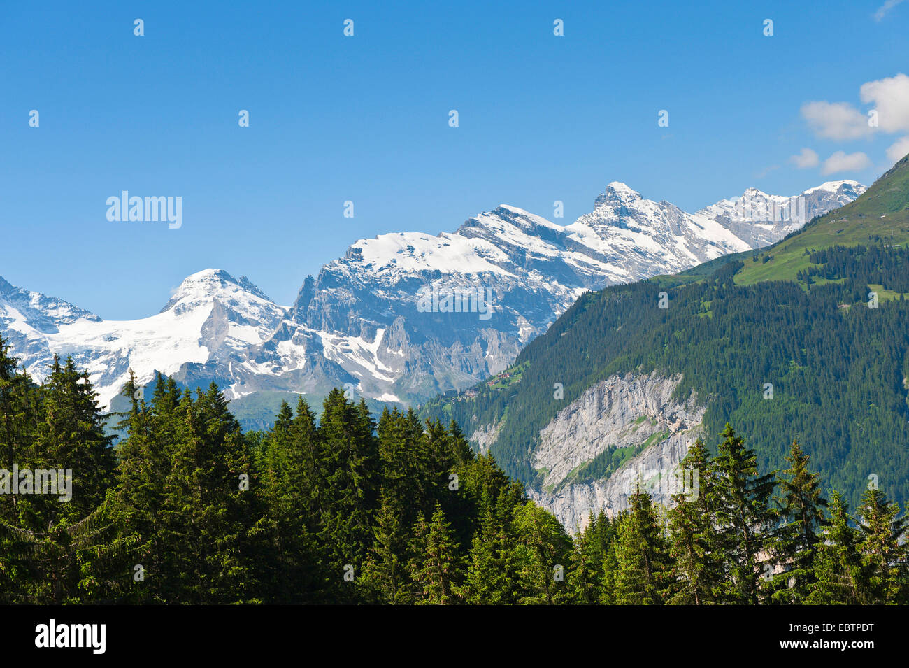 Massiccio Jungfrau, Svizzera Oberland Bernese, Muerren Foto Stock