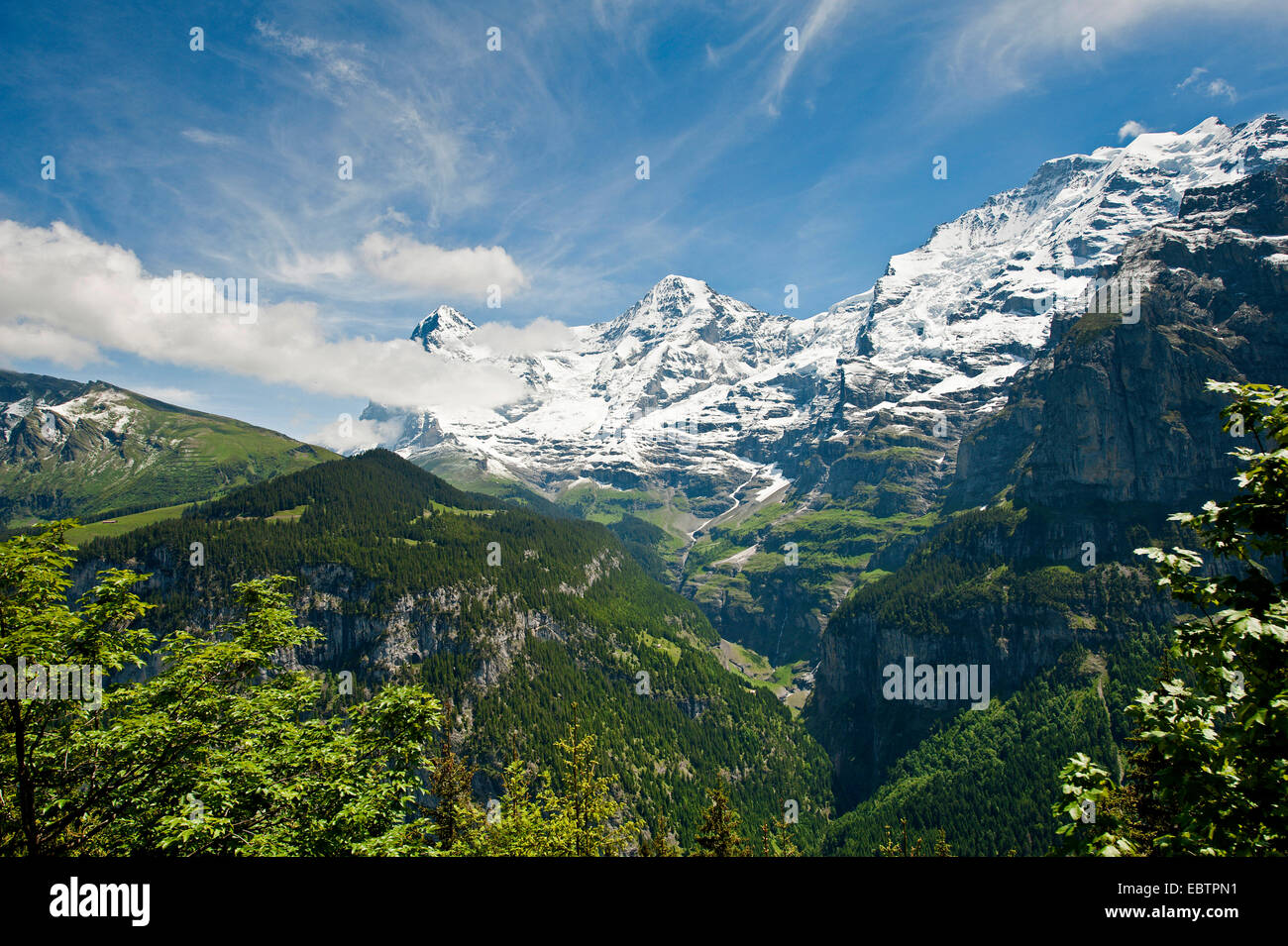 Massiccio Jungfrau, Svizzera Oberland Bernese, Muerren Foto Stock