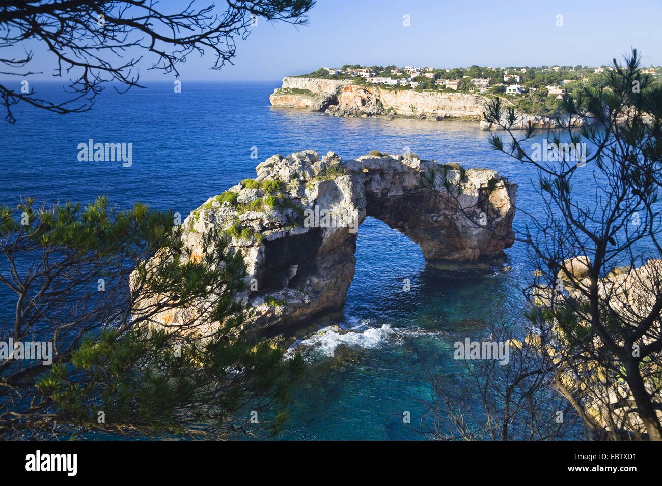 Arco di Es Pontas, Spagna, Balearen, Maiorca, Cala Santanyi Foto Stock