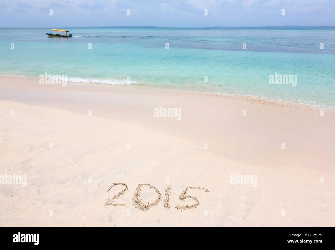 Anno 2015 numero, Zapatilla isola, arcipelago Bocas del Toro, Panama Foto Stock