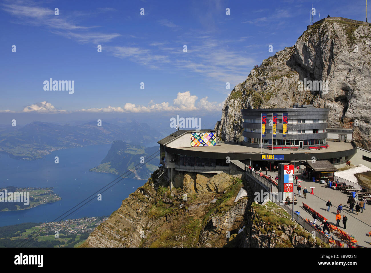 Pilatius montagna con Hotel Bellevue, Svizzera Pilatus Foto Stock