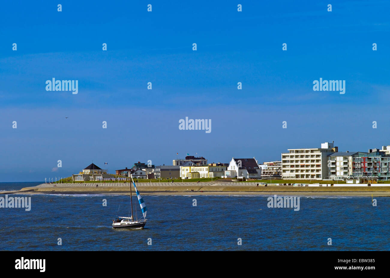 Vista dal mare del Nord al Norderney, Germania, Bassa Sassonia, Norderney Foto Stock
