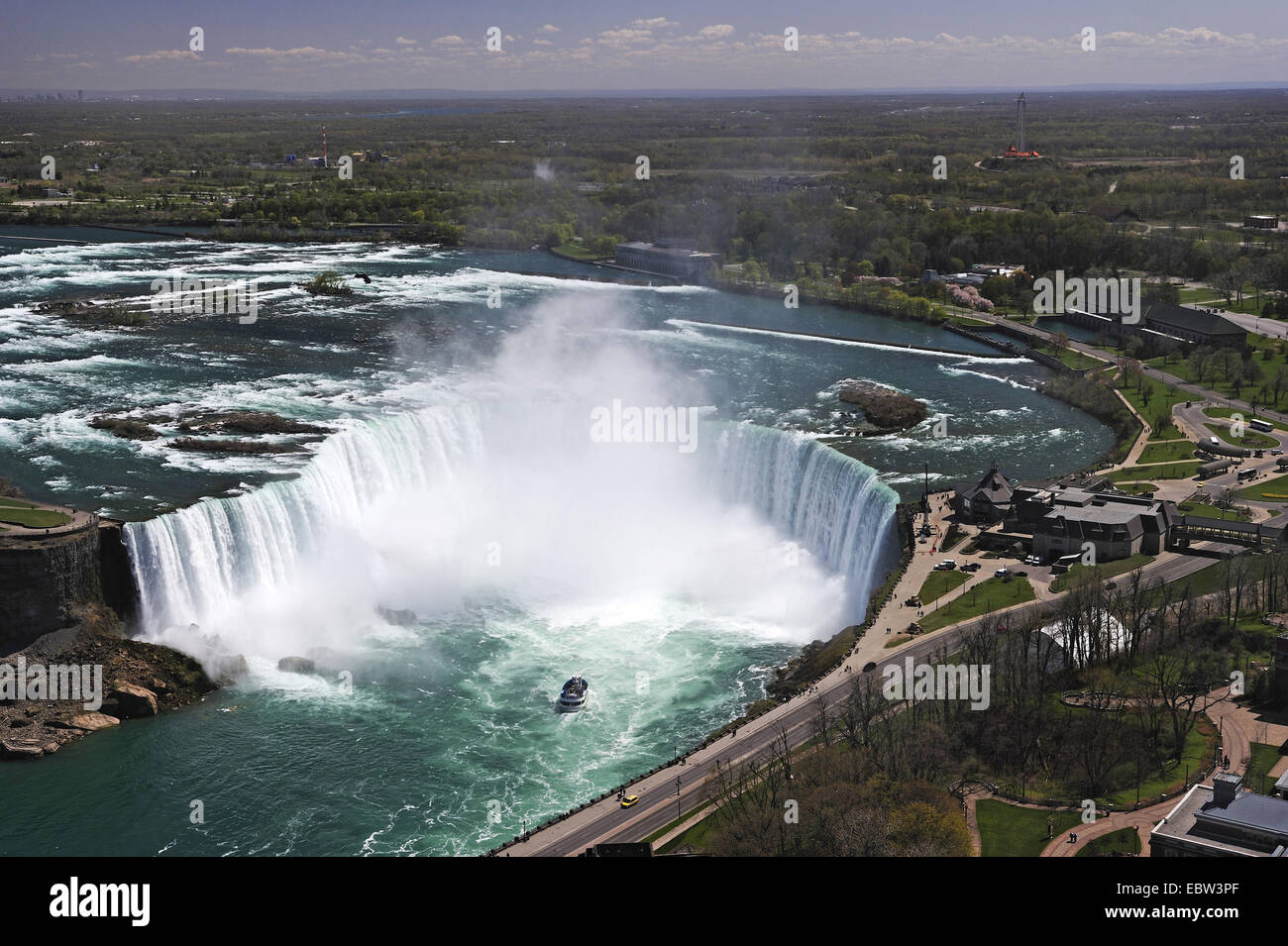 Vista delle Cascate del Niagara dalla Torre Skylon, Canada Ontario, Niagara Foto Stock