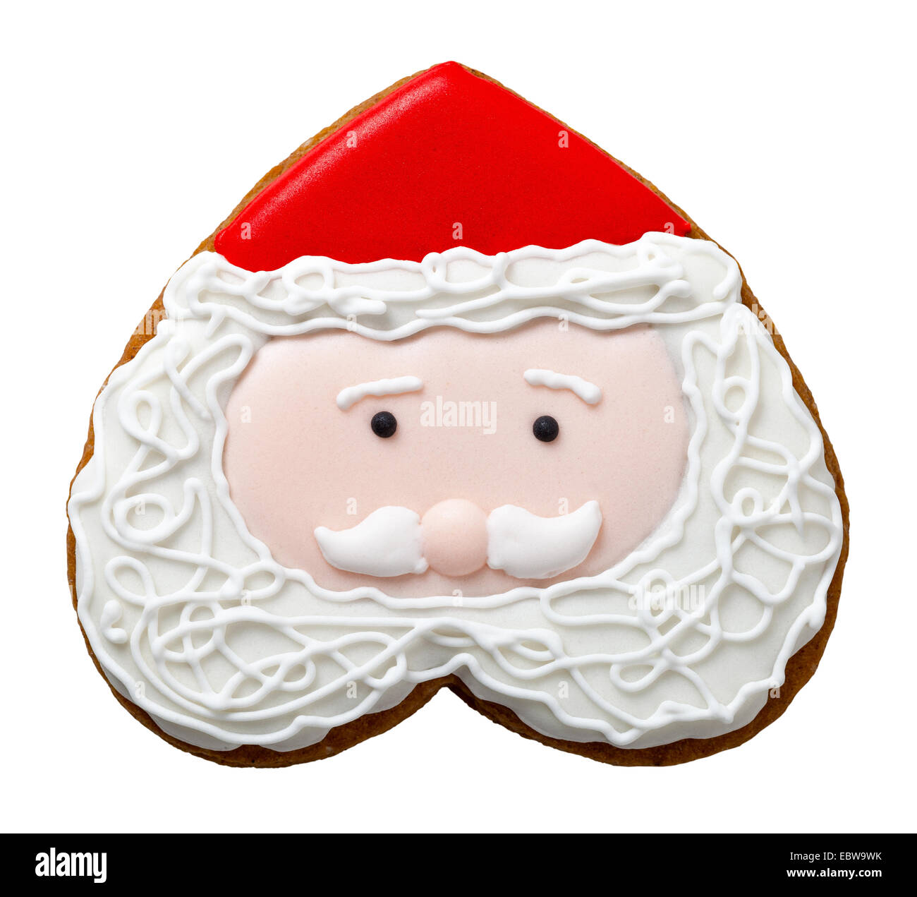 Natale gingerbread cookie isolati su sfondo bianco. Santa Claus forma Foto Stock