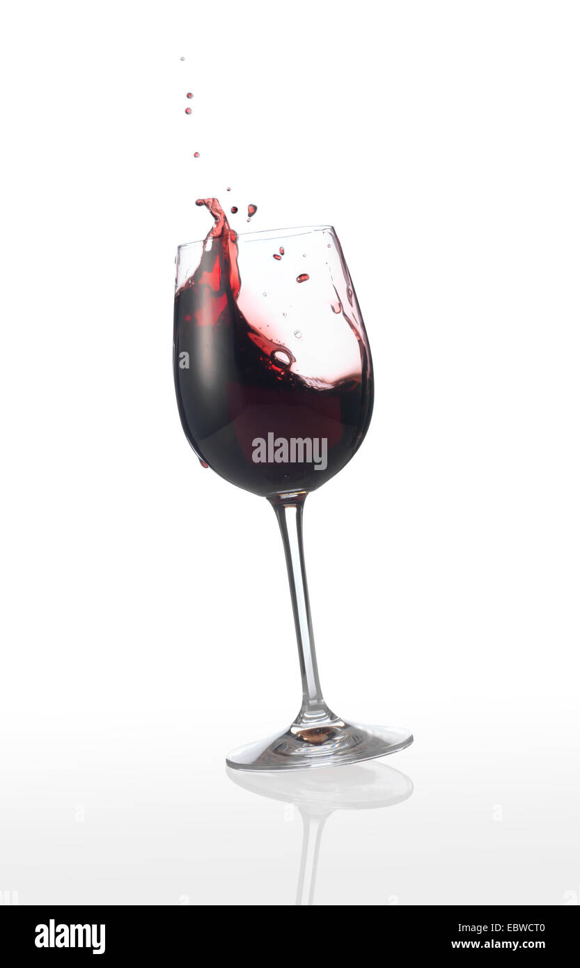 Un bicchiere di Rioja vino rosso ribaltamento Foto Stock