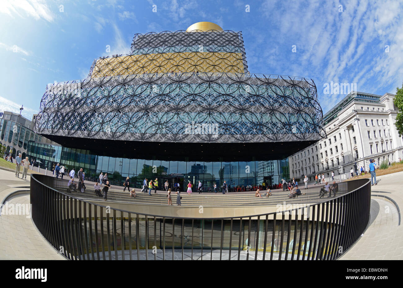 Fish-eye della Biblioteca di Birmingham, Inghilterra Foto Stock