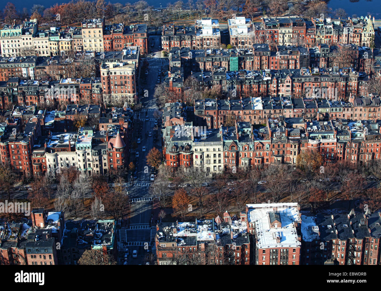 Una veduta aerea di un quartiere di Boston Foto Stock