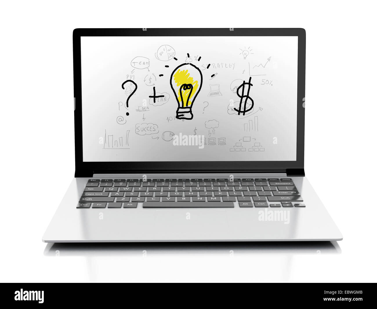 Immagine del disegno concetto aziendale sul pc laptop isolato sullo sfondo bianco. Foto Stock