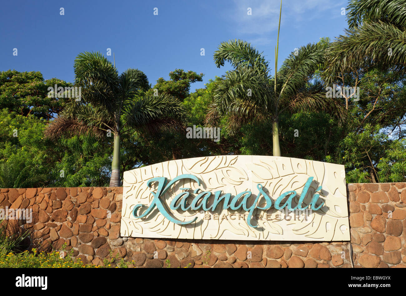 Kaanapali Beach Resort segno, Maui, Hawaii Foto Stock