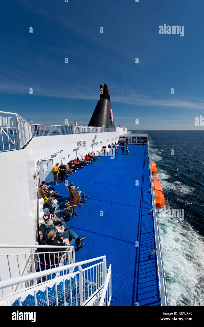Deck, Norröna traghetto, Mare del Nord, Danimarca Foto Stock