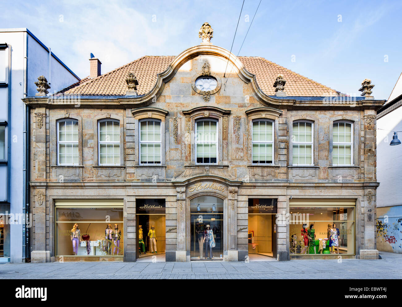 Storico edificio commerciale Große Straße 43, Osnabrück, Bassa Sassonia, Germania Foto Stock