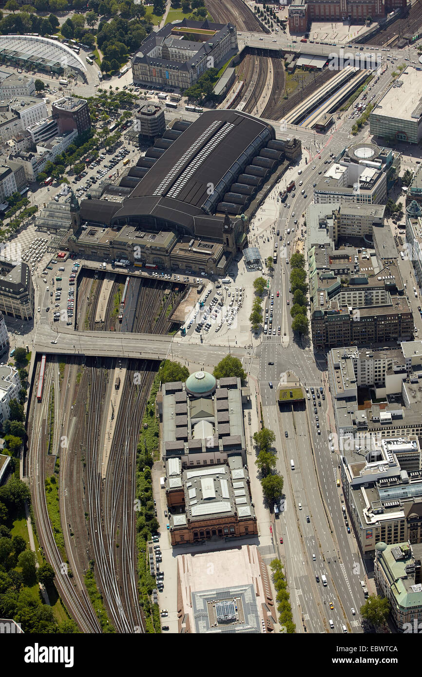 Vista aerea, stazione centrale di Amburgo, Hamburg, Amburgo, Germania Foto Stock