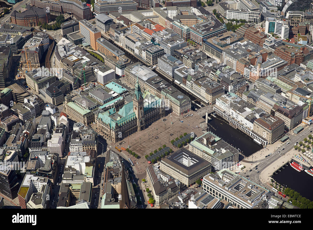 Vista aerea, Rathausmarkt square, Hamburg, Amburgo, Germania Foto Stock