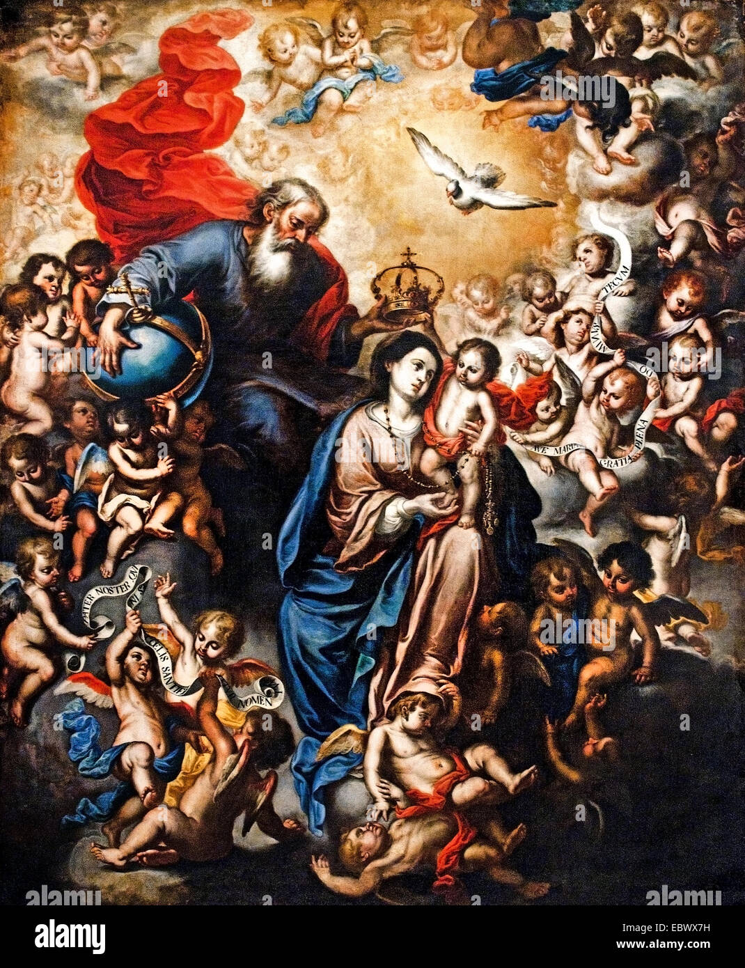 Incoronazione di La Virgen del Rosari 1665-1732 Sebastian Gomez Spagna - Spagnolo Foto Stock