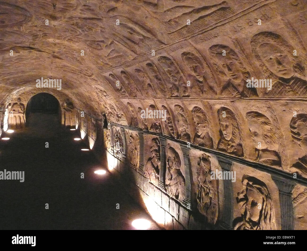 Le sculture in pietra arenaria (loess) della cantina-vault, Bassa Austria, Roeschitz Foto Stock