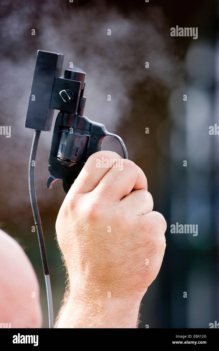 Colpo di avviamento del motorino di avviamento la pistola del Foto Stock