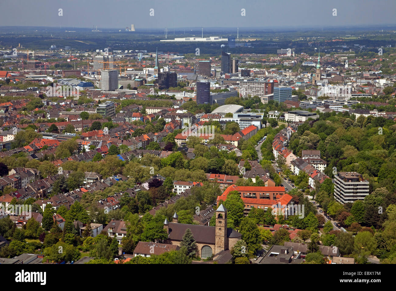 Vista della città di Dortmund, vista dalla torre di Florian, in Germania, in Renania settentrionale-Vestfalia, la zona della Ruhr, Dortmund Foto Stock