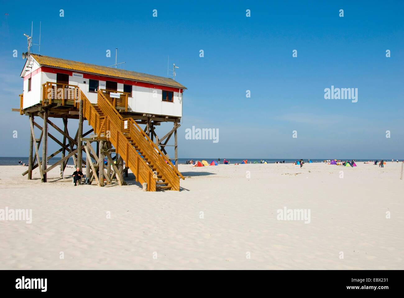 Stazioni palafitticole, Germania, Schleswig-Holstein, Frisia settentrionale, Sankt Peter-Ording Foto Stock