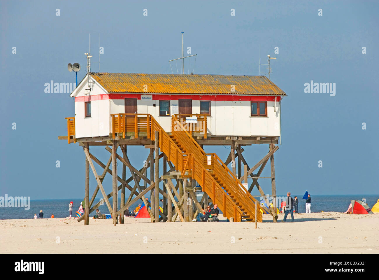 Stazioni palafitticole, Germania, Schleswig-Holstein, Frisia settentrionale, Sankt Peter-Ording Foto Stock