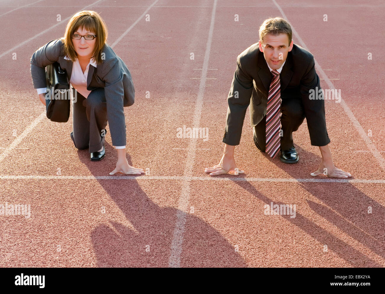 Gli imprenditori alla linea di partenza Foto Stock