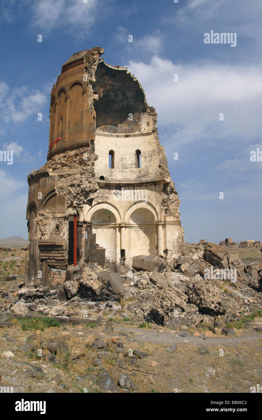 Rovine della chiesa all'Ani, il abandonned storica capitale armena, Turchia Foto Stock