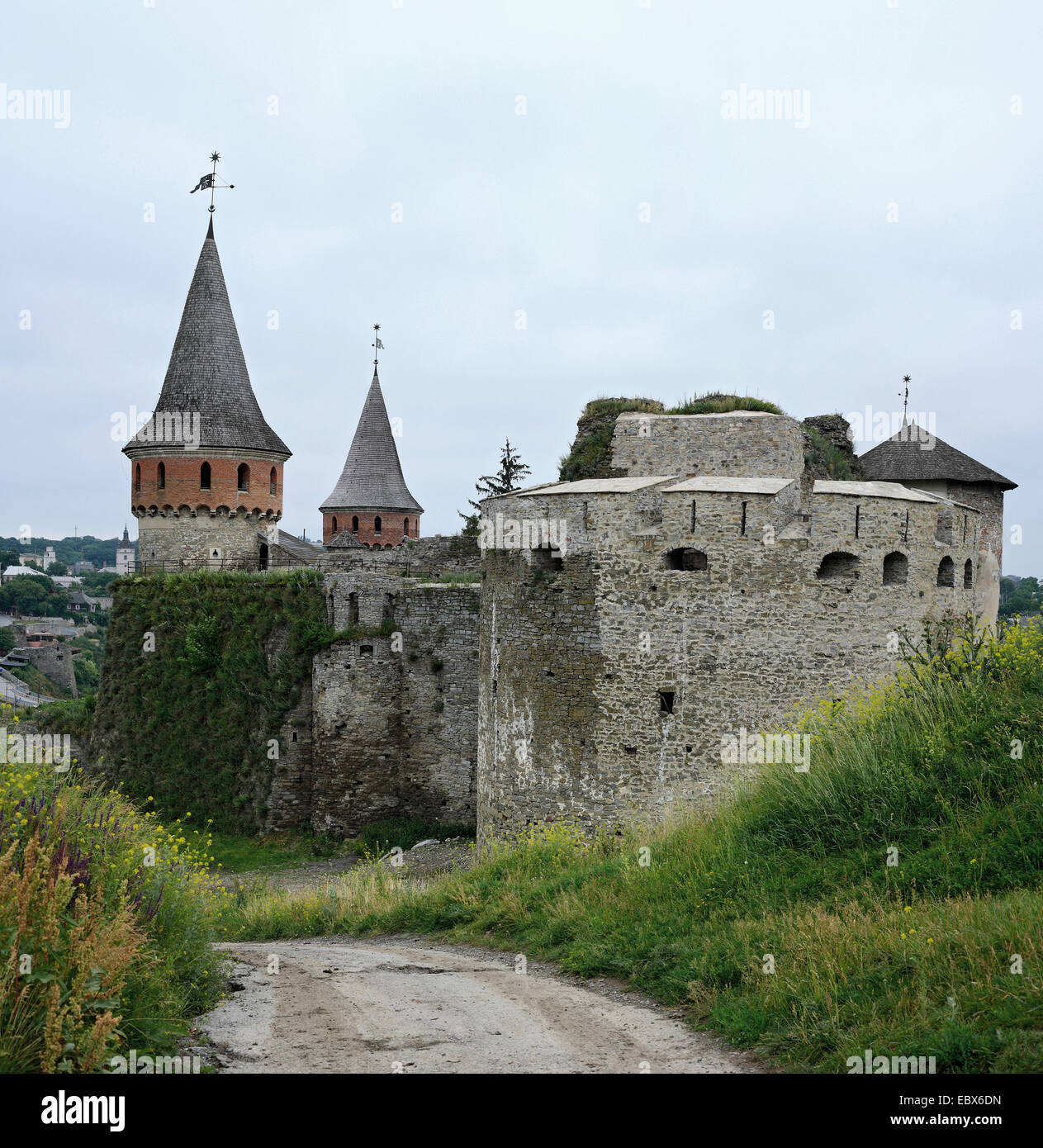 Fortezza medievale, Kamianets-Podilskyi, Ucraina, Oblast di Chmelnyzkyj Foto Stock