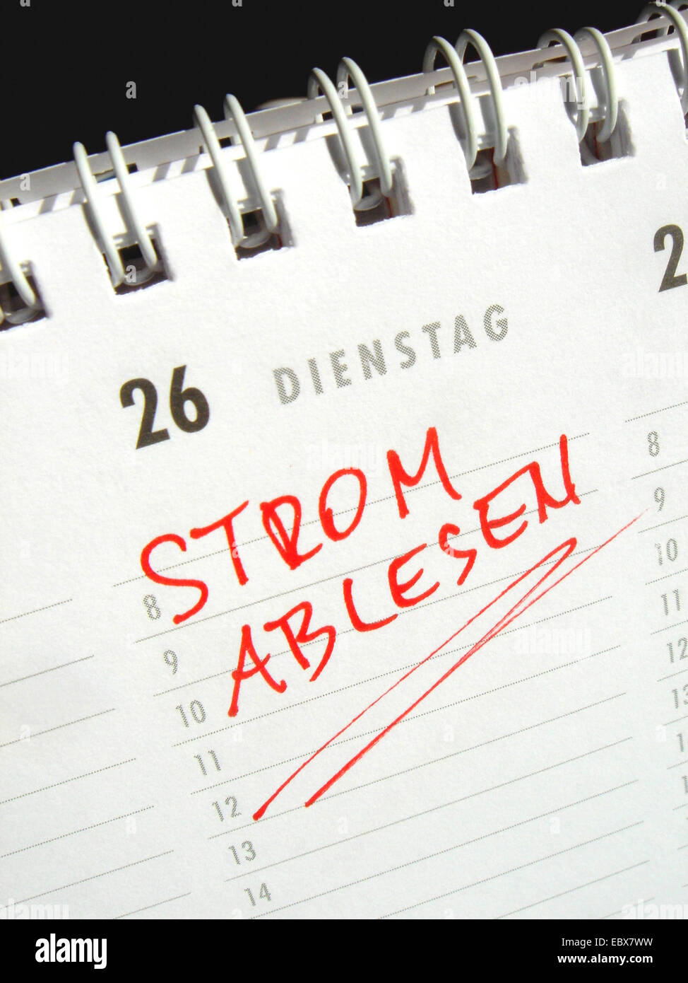 Leggere il potere - di una voce di calendario Foto Stock