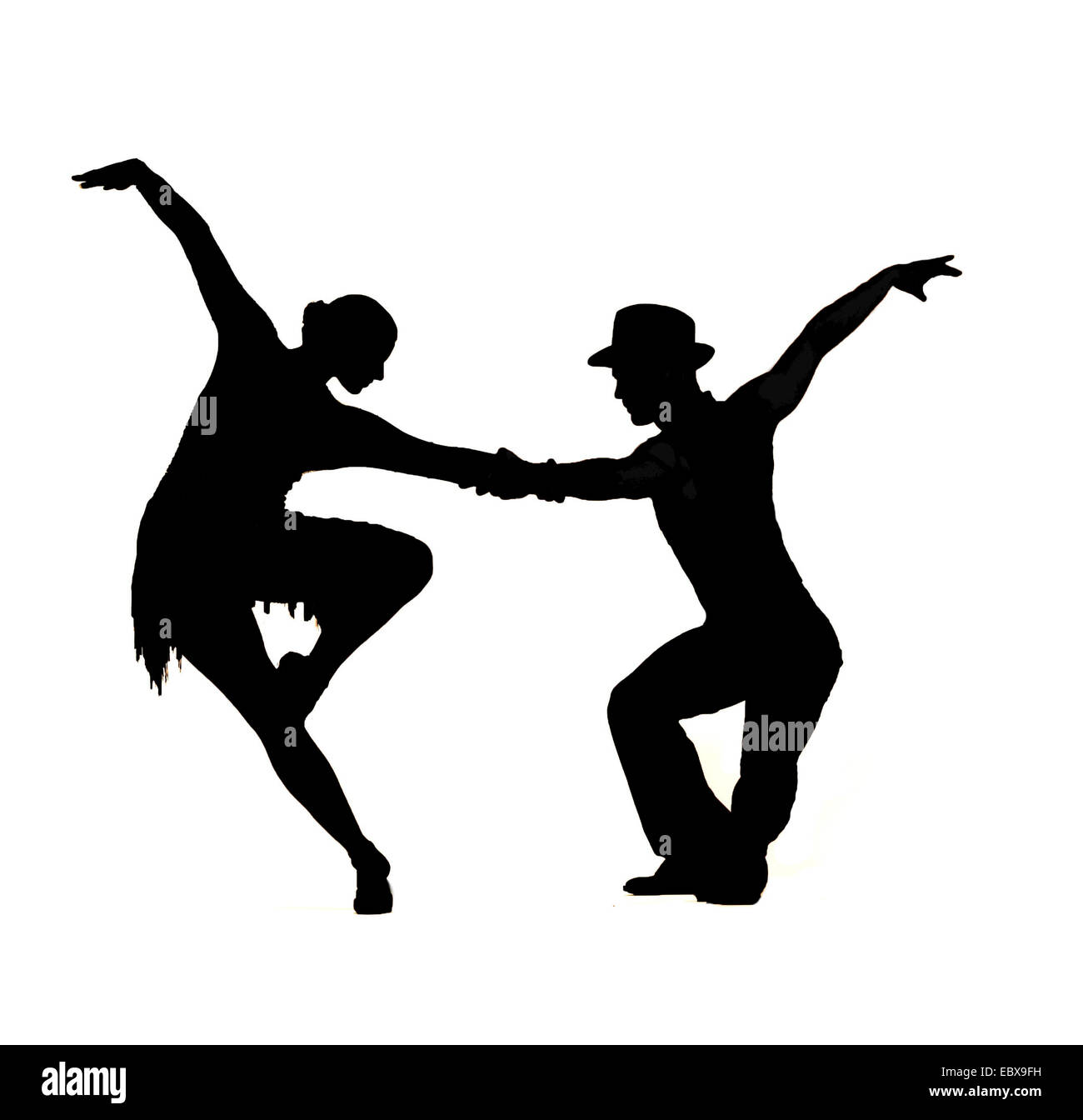 Silhouette di un balletto dancing giovane coppia Foto Stock