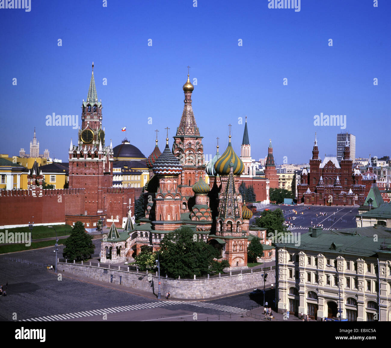 La Piazza Rossa con il Cremlino e San Basilio cattedrale, Russia Moskau Foto Stock