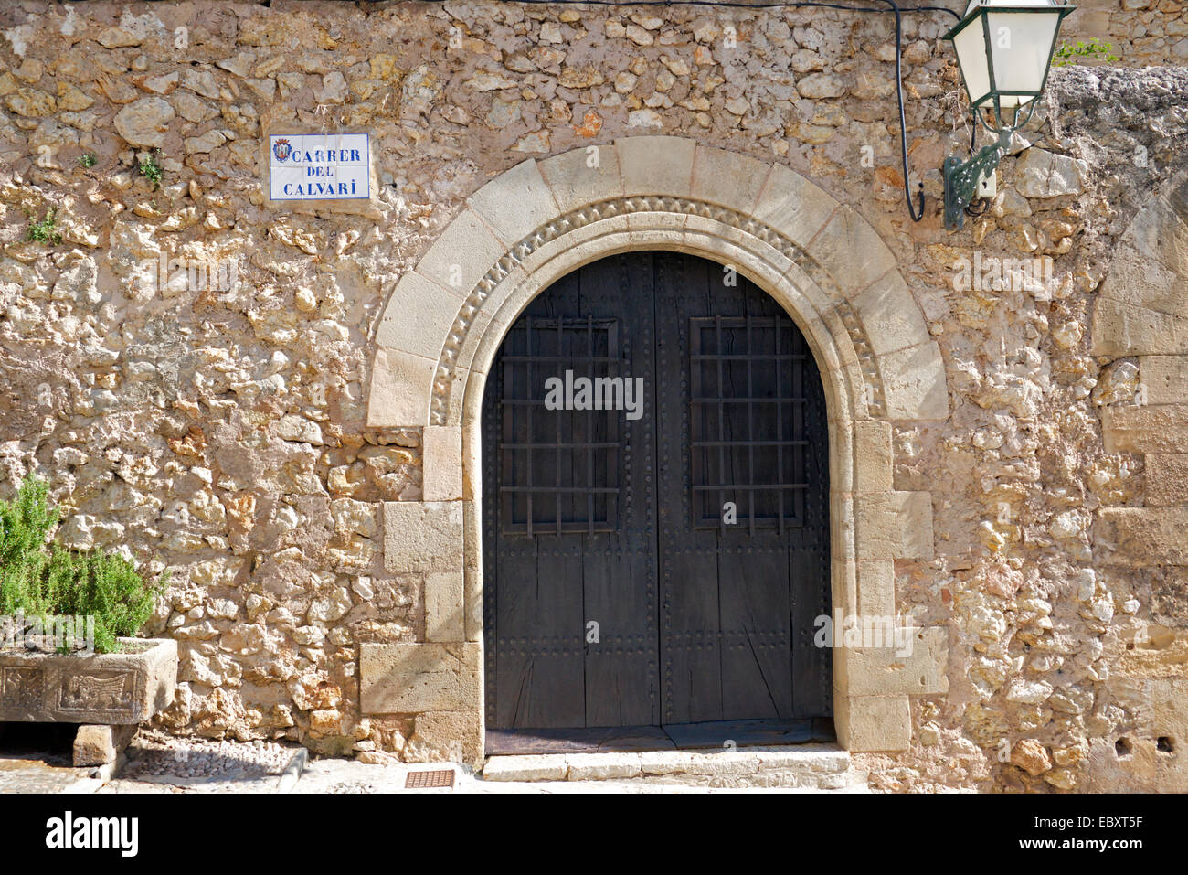 Arco in pietra porta la carriera del Calvari Pollenca Mallorca Spagna Spain Foto Stock