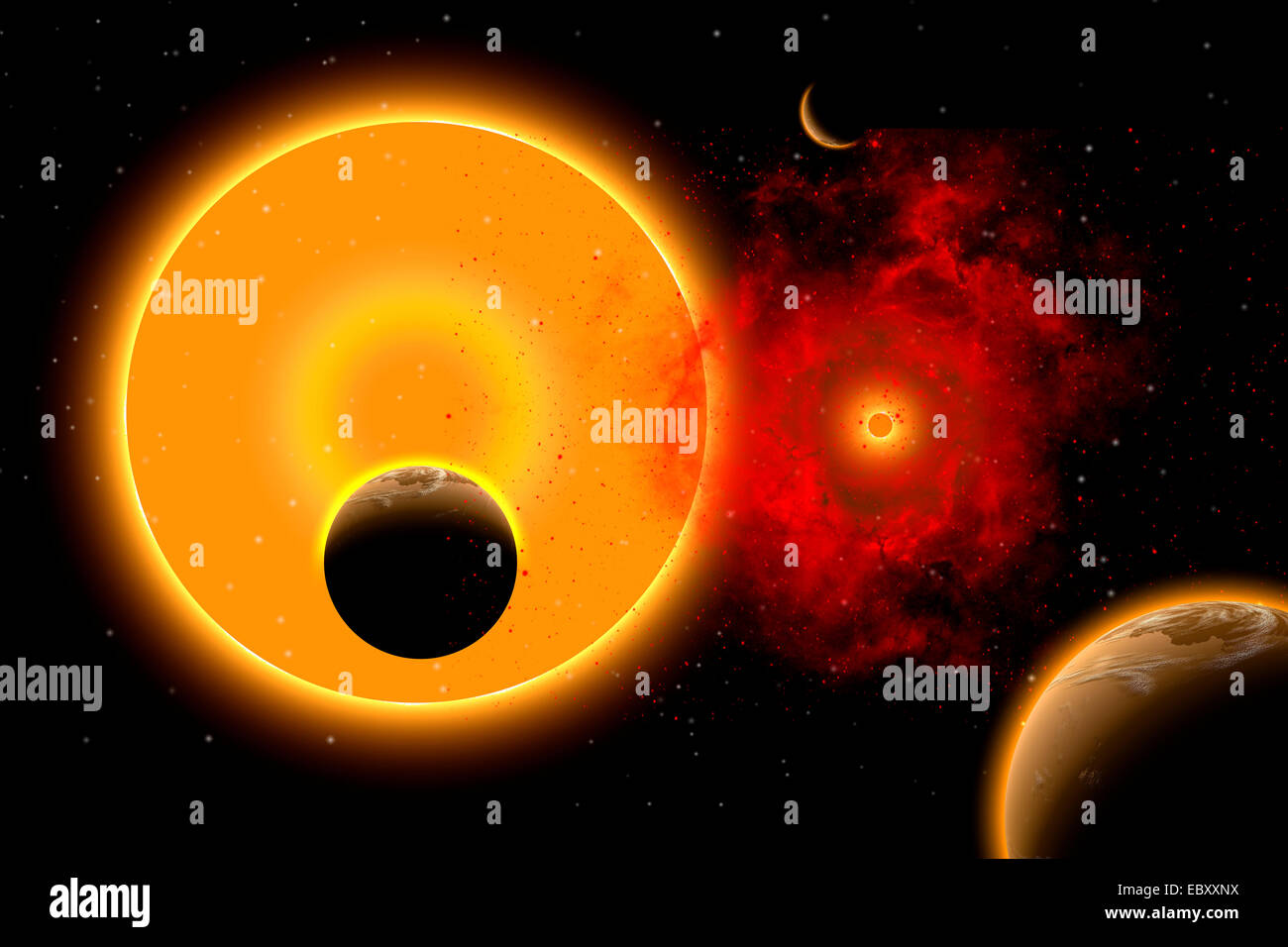 Un sistema stellare binario. Foto Stock