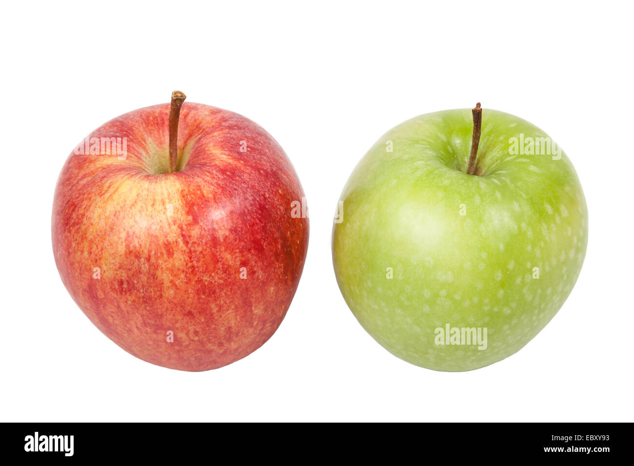 Il verde e il rosso isolato di Apple Foto Stock