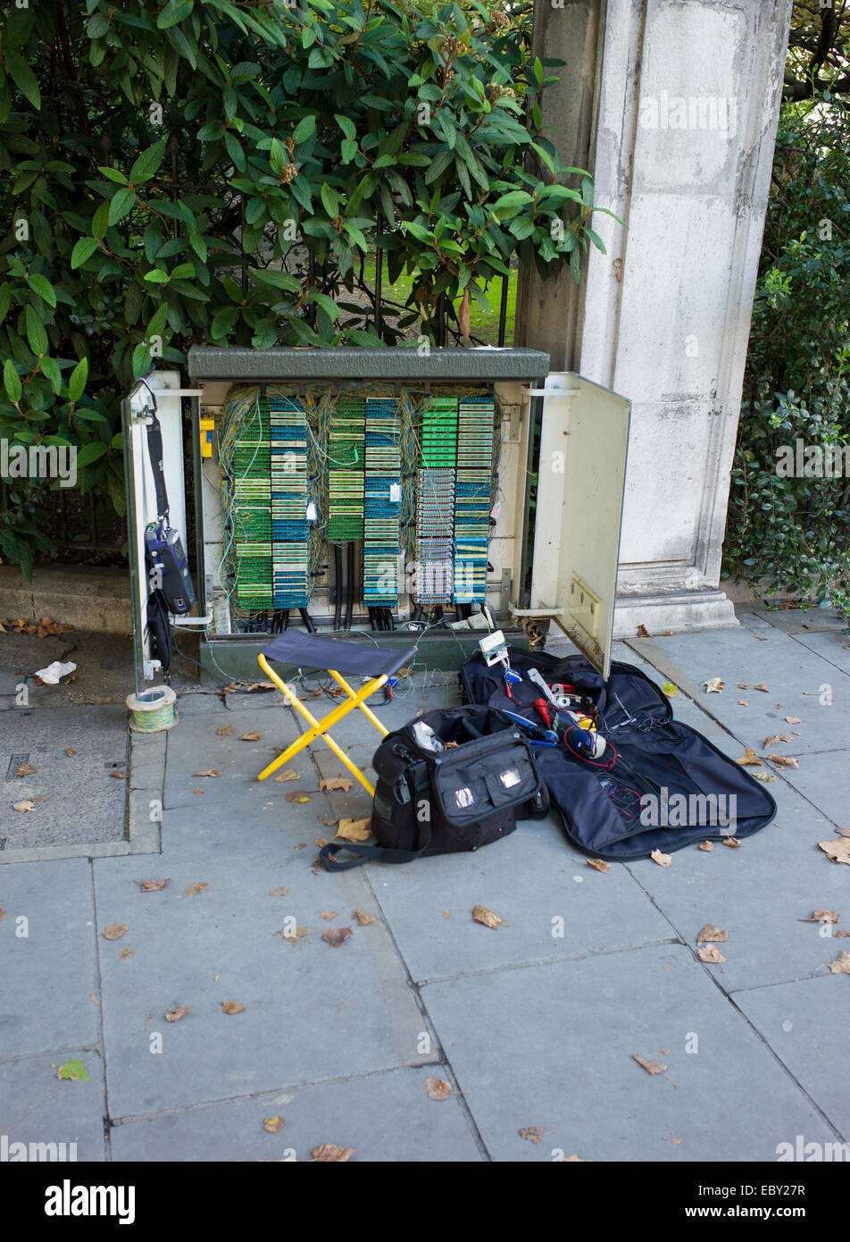 Un commutatore di telecomunicazioni box Foto Stock