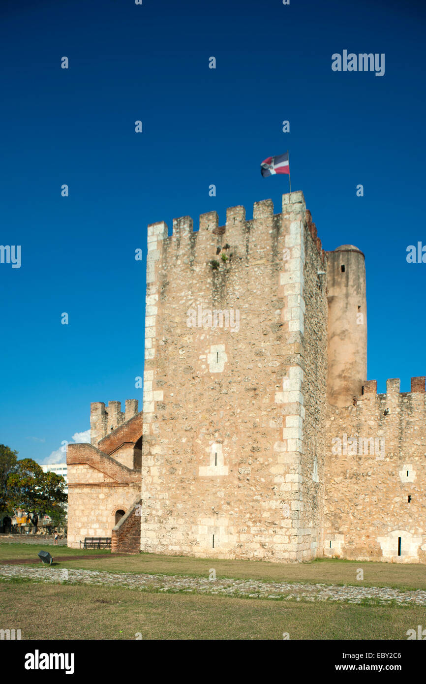 Dominikanische Republik, Santo Domingo, Fortaleza Ozama, Festung, Torre del Homenaje Foto Stock