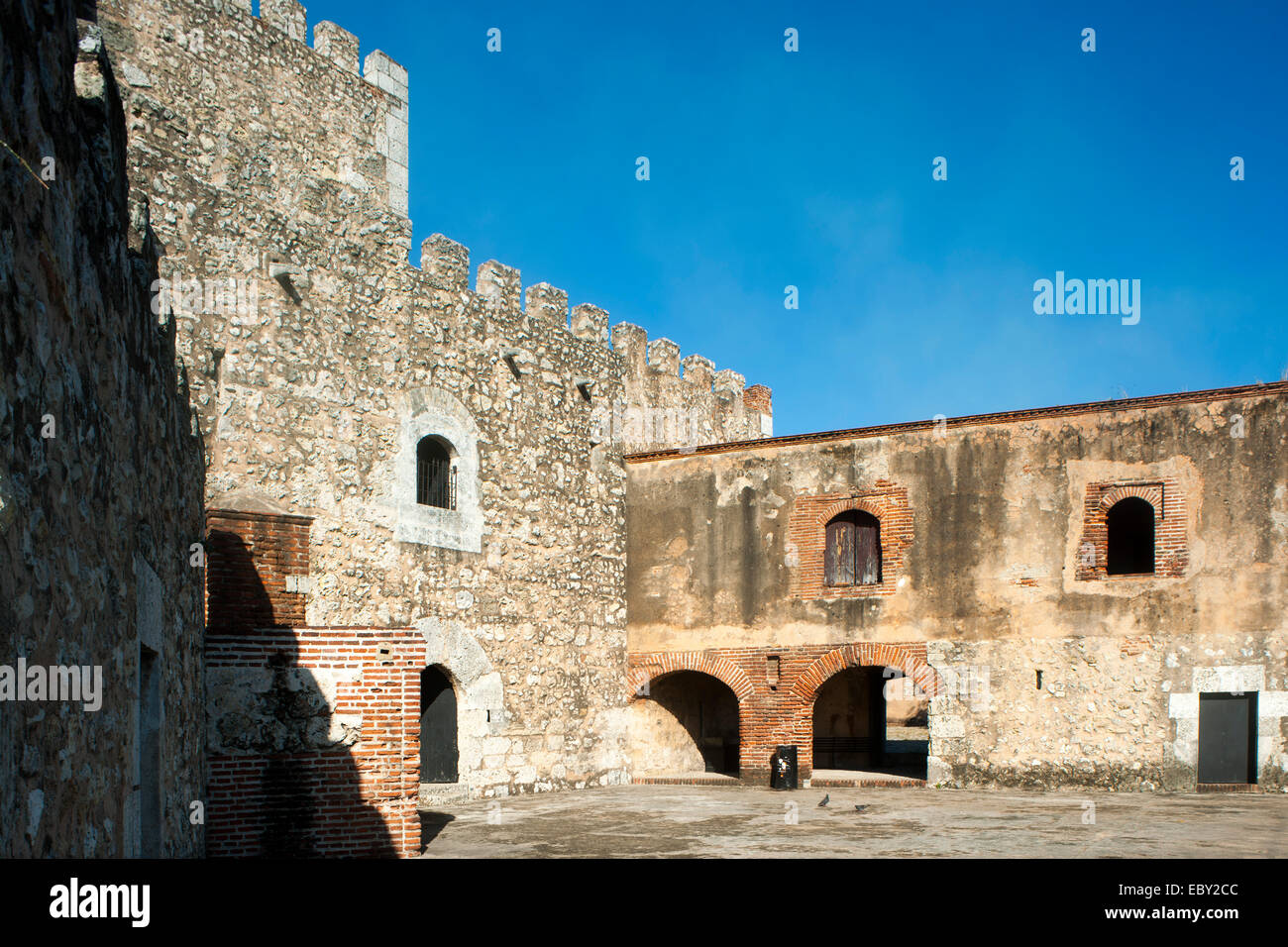 Dominikanische Republik, Santo Domingo, Fortaleza Ozama, Festung, Torre del Homenaje (Flussseite, Riverside) Foto Stock