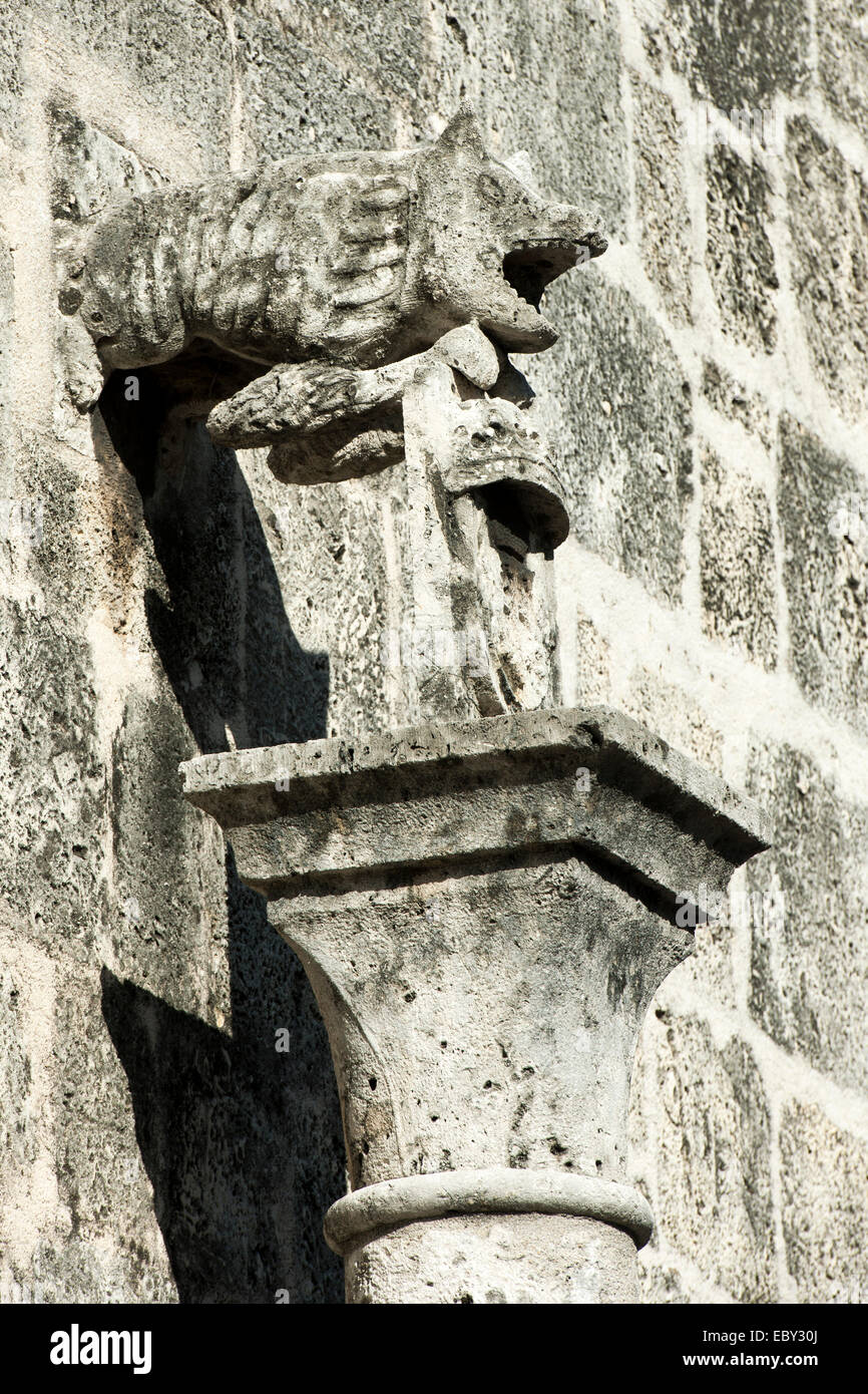 Dominikanische Republik, Santo Domingo, Zona Colonial, Calle Las Damas, Wasserspeier an der ehemaligen Jesuitenkirche Foto Stock