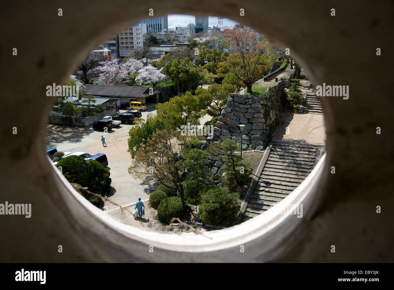 Vista dal castello di Okayama Oblò Foto Stock