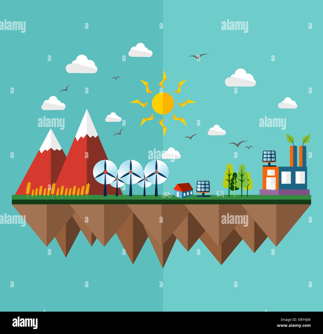 Città verde concetto illustrazione in stile appartamento di design. Idee per l'ecologia brochure, per la copertina del libro e la stampa di poster. EPS10 file vettoriali Foto Stock