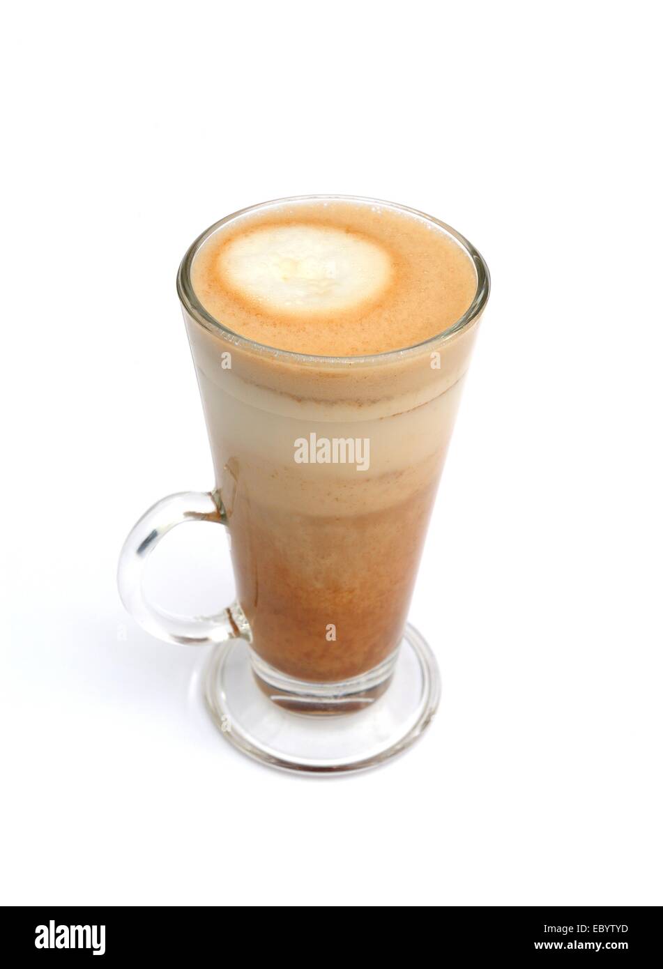Un bicchiere di latte caldo schiumato bere cioccolata Foto Stock