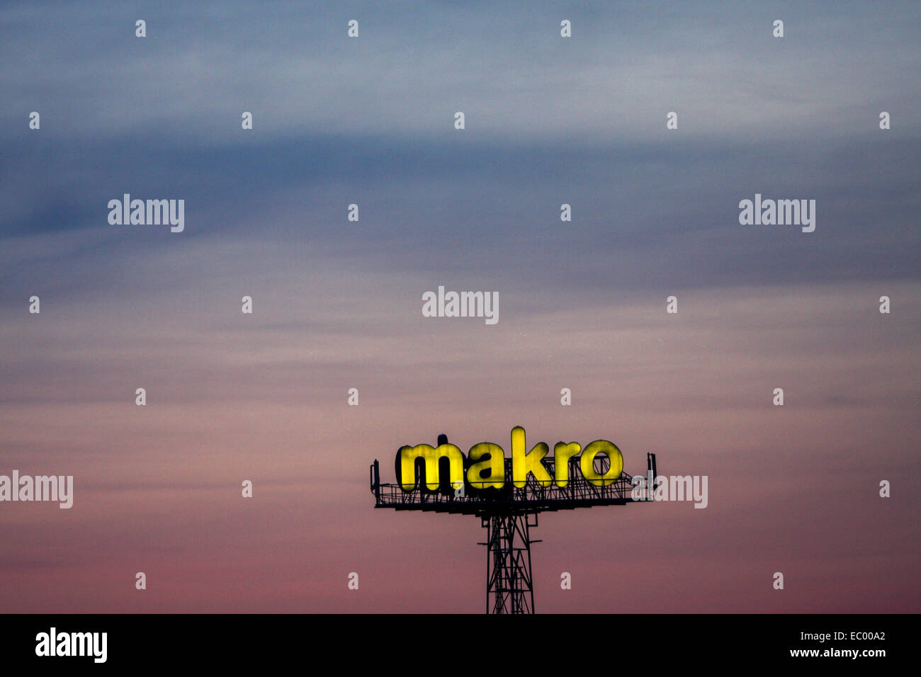 Makro logo pubblicità segno Praga Repubblica Ceca Foto Stock