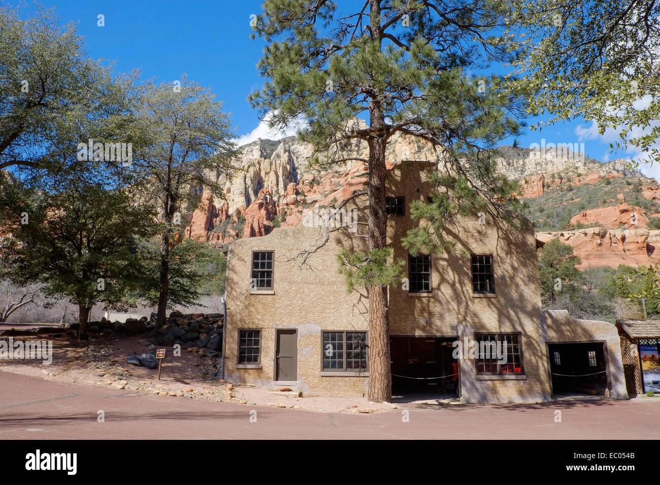 Apple capannone di imballaggio presso la Old Orchard e farm, alla Slide Rock State Park nel Canyon di Oak Creek, Arizona, Stati Uniti. Foto Stock