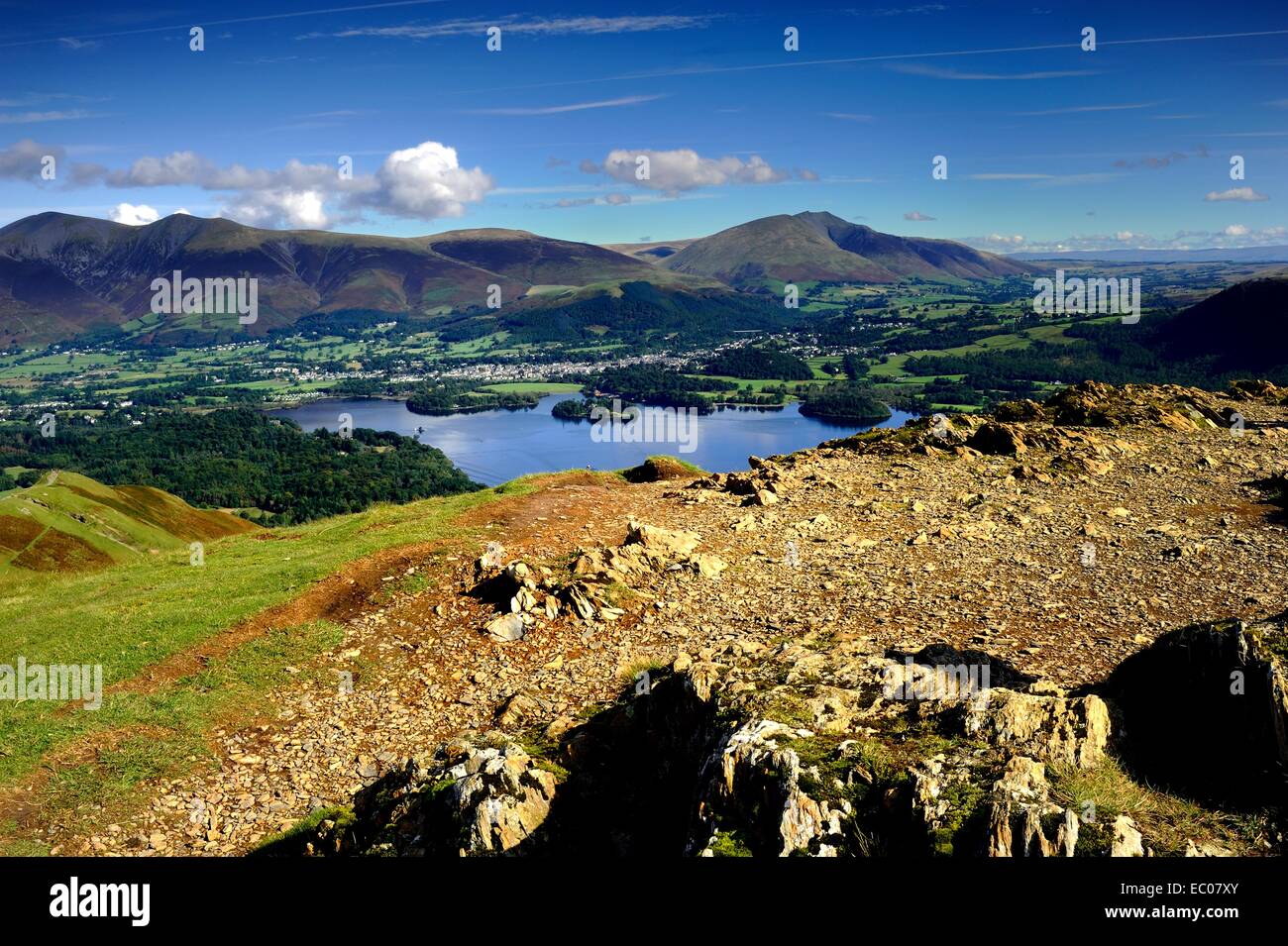 Derwent Water e Blencathra Foto Stock
