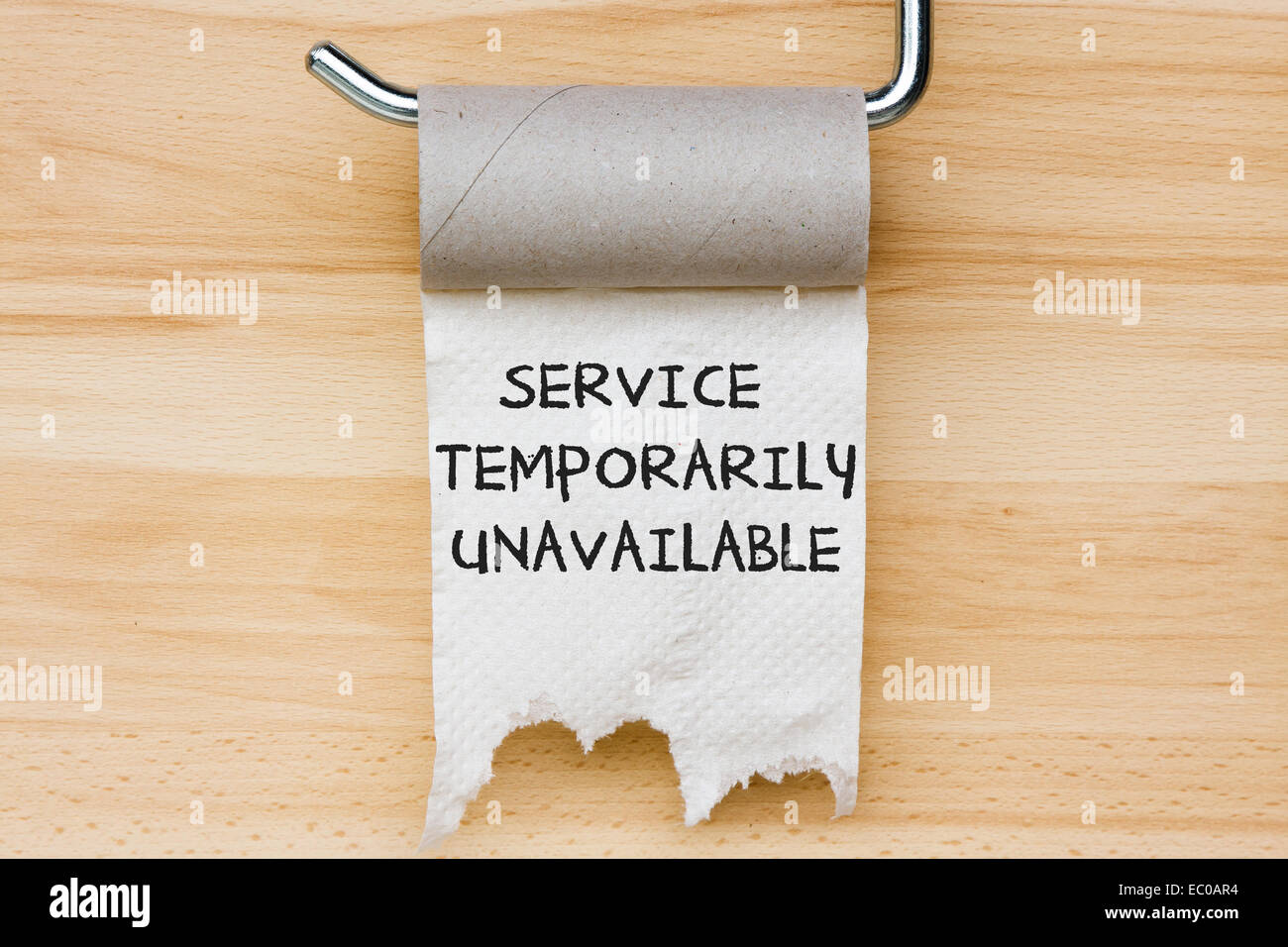 Servizio temporaneamente non disponibile. Carta igienica come messaggio web Foto Stock