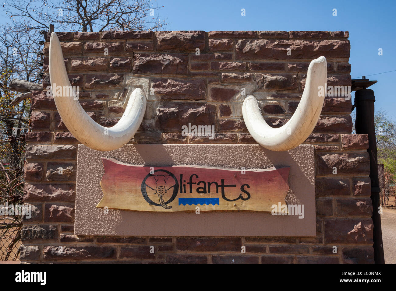 Olifants camp gate, il parco nazionale Kruger, Sud Africa Foto Stock