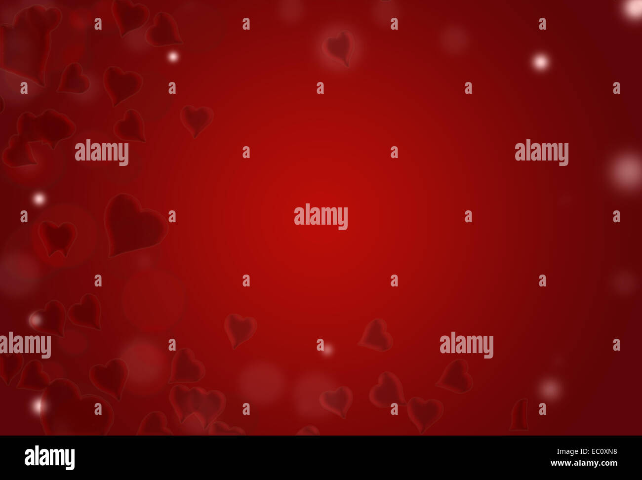 San Valentino cuori rossi con sfondo bokeh di fondo Foto Stock