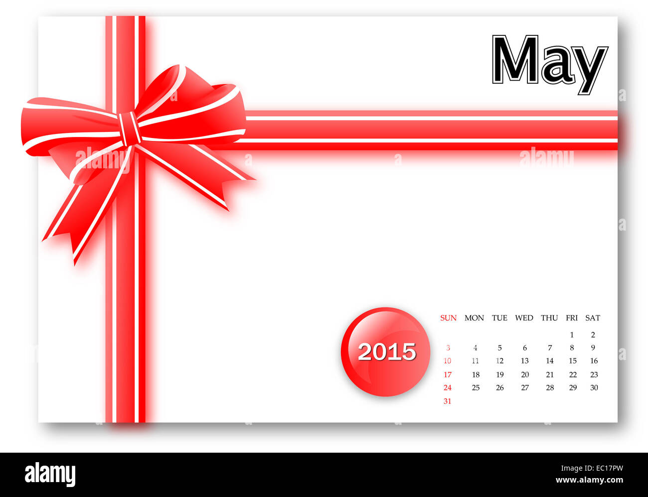 Maggio 2015 - Calendario serie con dono modello di nastro Foto Stock