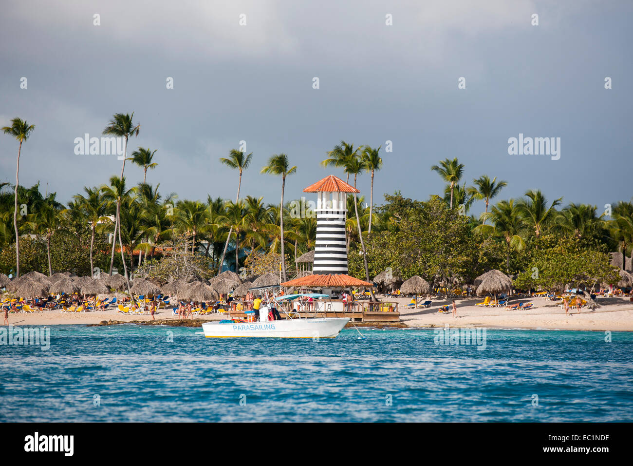 Dominikanische Republik, Osteno, Bayahibe, Hotelstrand Foto Stock